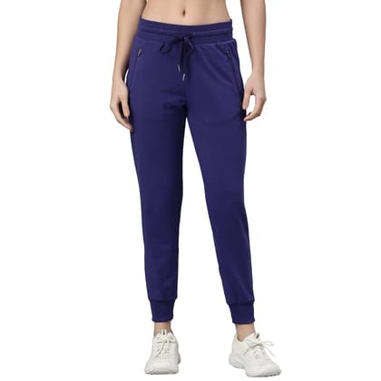 Enamor Athleisure Women's Slim Fit Mid Rise 7/8 Length Quick Dry Antimicrobial 4 Way Stretch Breathable Cotton French Terry Jogger - A401
