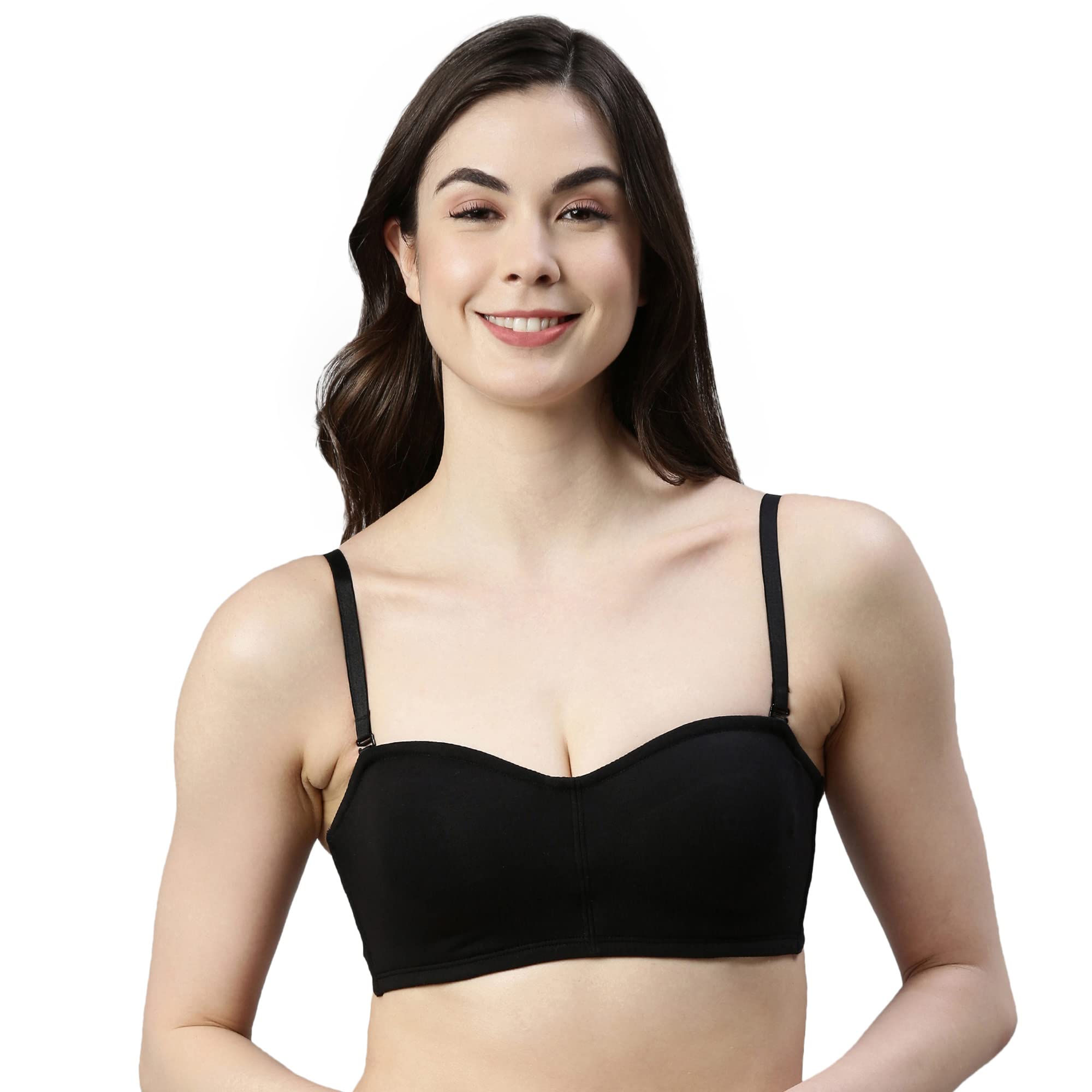 Enamor A019 Stretchable Cotton Strapless Bra for Women - Non Padded Non Wired & High Coverage