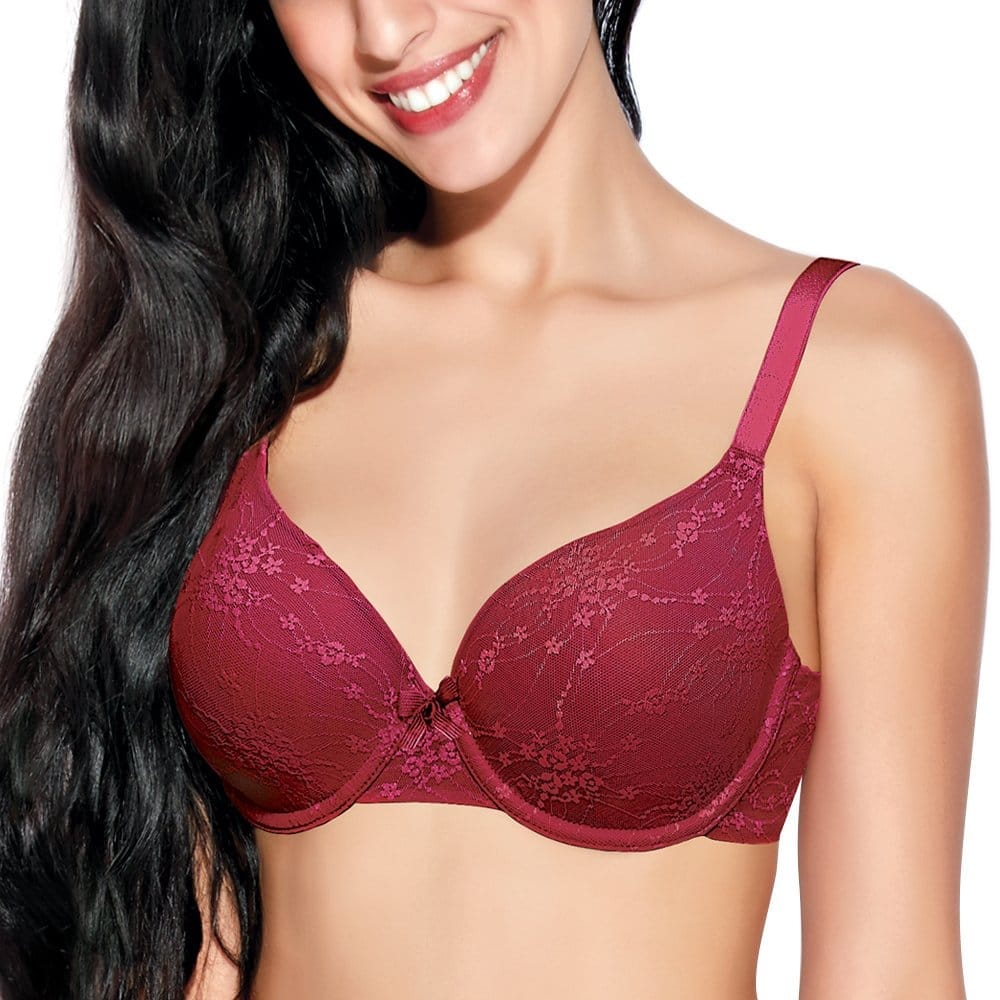 Enamor Womens Solid Padded Wired Full Coverage Bra