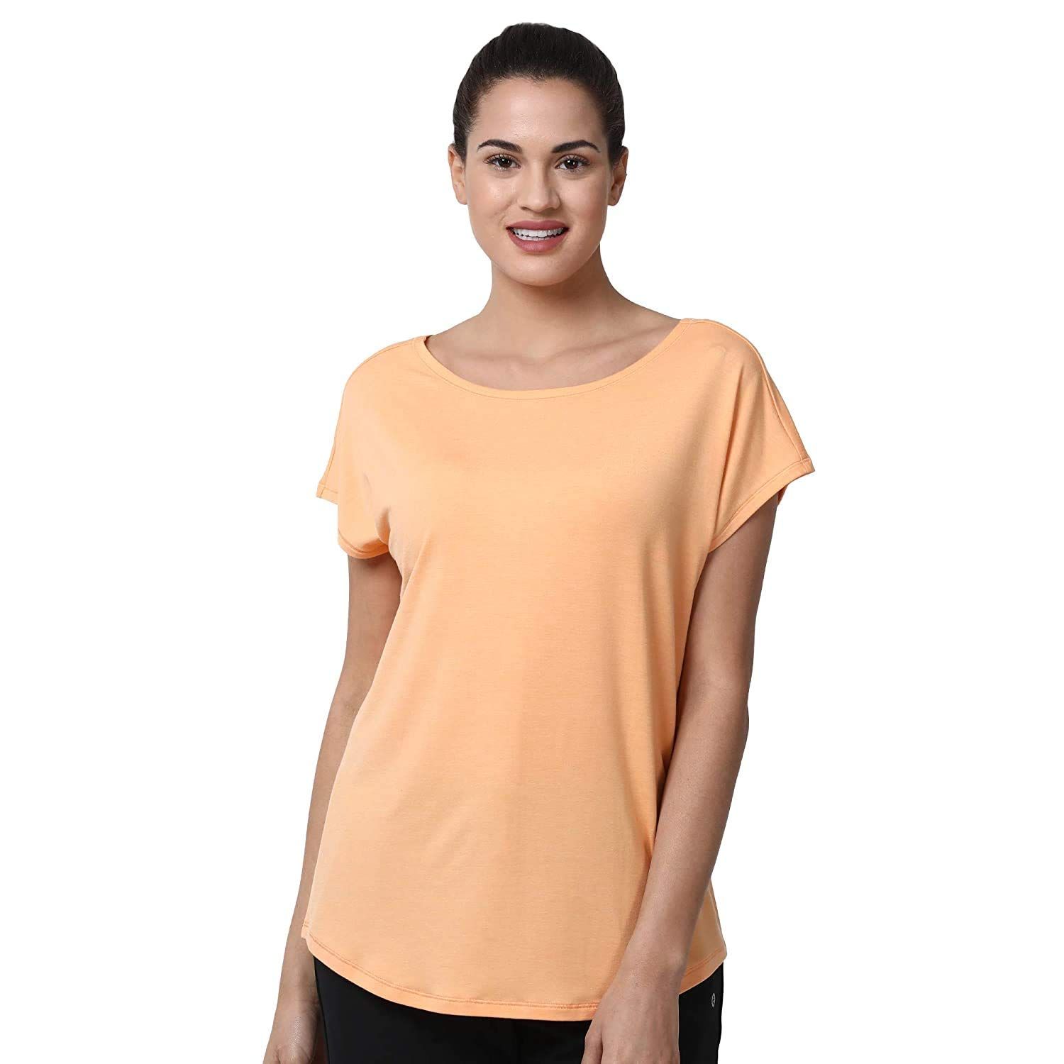 Enamor Women's T-Shirt (E091_Dusty Rose Melange_L)