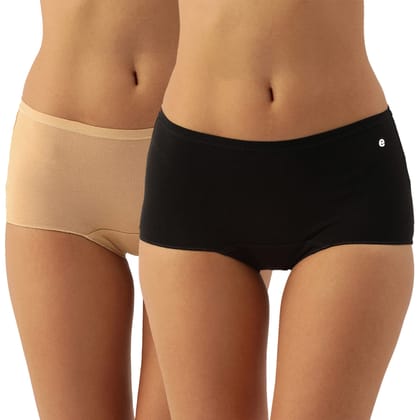 Enamor CS01 Cotton Boyshort Panties for Women Pack of 2 | Full Coverage, with Antimicrobial & Stain Release Technology|Colors & Prints May Vary