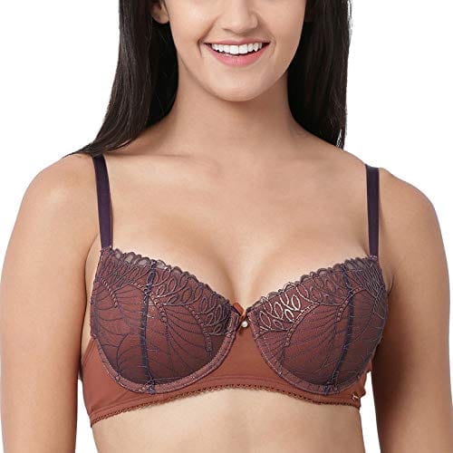 Enamor Womens Lace Underwired Padded T-Shirt Bra