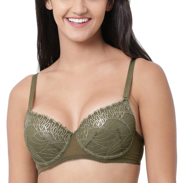 Enamor Womens Lace Padded Underwired Push Up Bra