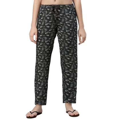 Enamor E4A4 Mid-Rise Straight Leg Basic Home Pant for Women with All Over Print