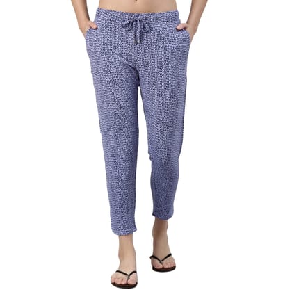 Enamor Women's Relaxed Lounge Pants (E048_Purple Dash AOP_S)