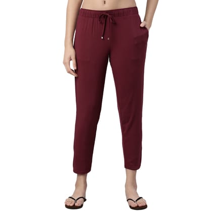 Enamor Women's Relaxed Lounge Pants (E048_Dry Blood_2XL)