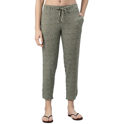 Enamor Women's Relaxed Lounge Pants (E048_ArmyGreen Arrowhead AOP_S)