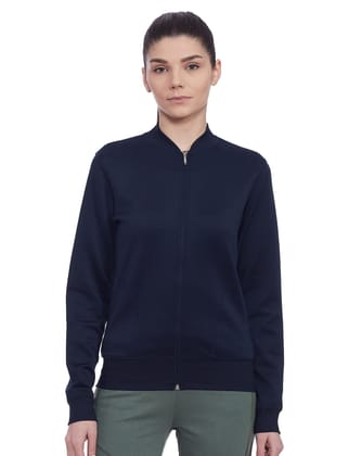 Enamor Athleisure A901 Relaxed Fit Bomber Jacket for Women|Breathable Antimicrobial Quick Dry 4-way Stretch Scuba Fabric Jacket With Zipper Pockets(A901-Navy-XXL)