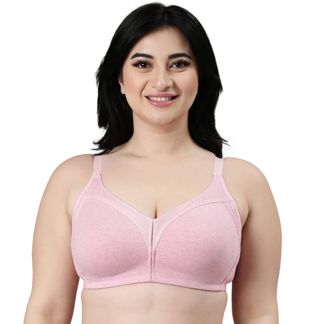 Enamor Women's 94% Cotton & 6% Spandex Wire Free Casual Full-Coverage Bra  (AB75_Orchid Melange_38C)
