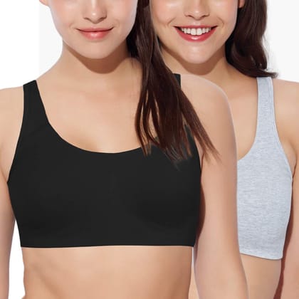Enamor Women's Cotton Non Padded Wire Free Full Cup Molded Bra (SB06_Multicolour_XS)