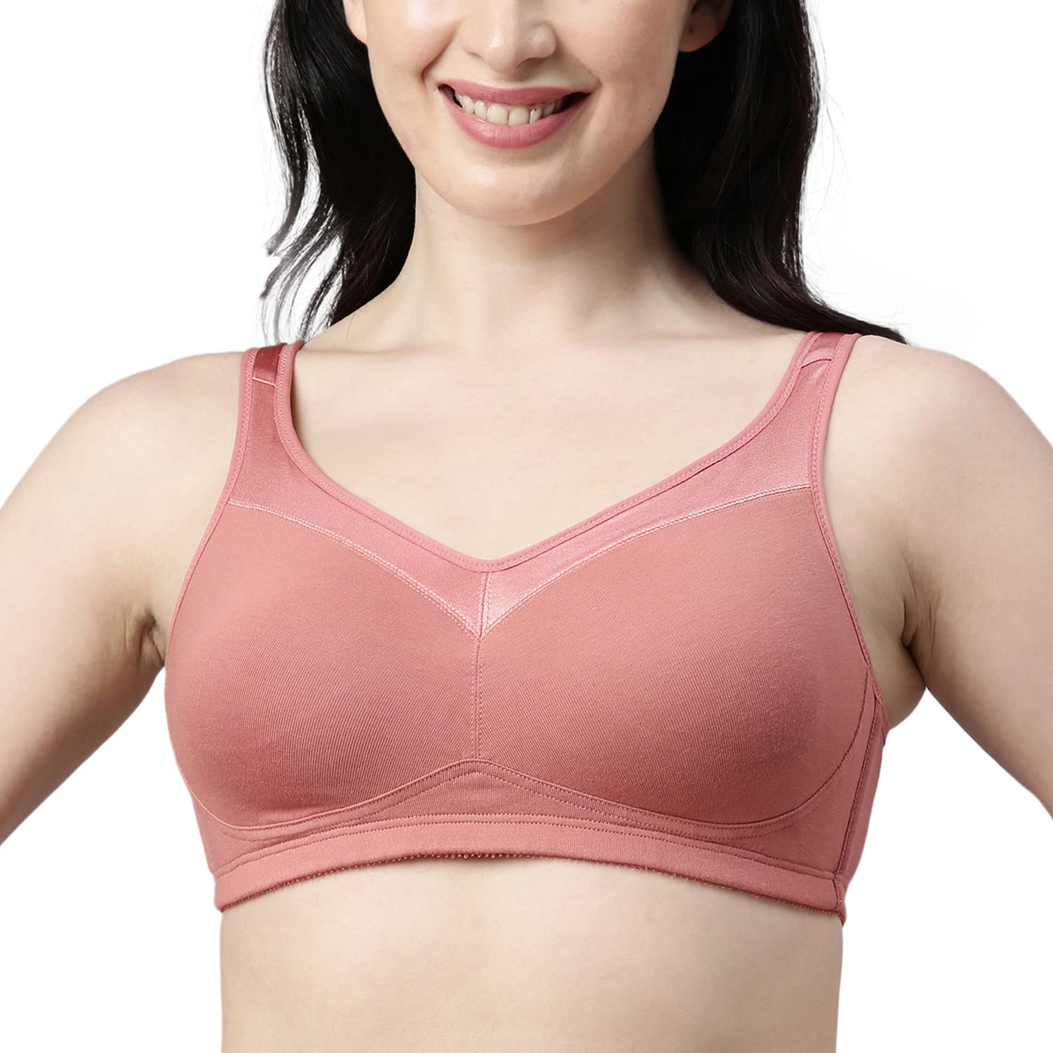 Enamor A112 Full Support Minimizer Cotton Bra For Women Non-Padded, Non-Wired & Full Coverage With Seamless Cup(A112-Rosette-42C)