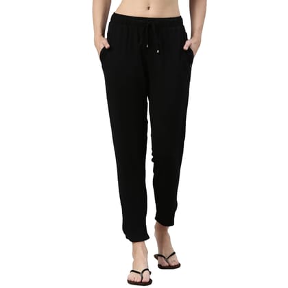Enamor Essentials E048 Women�s Relaxed Fit Printed Lounge Pants Jet Black