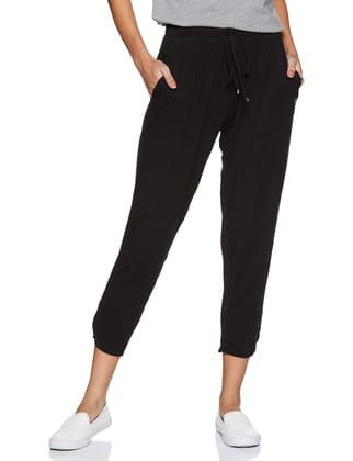 Enamor Essentials E048 Women�s Relaxed Fit Printed Lounge Pants Jet Black