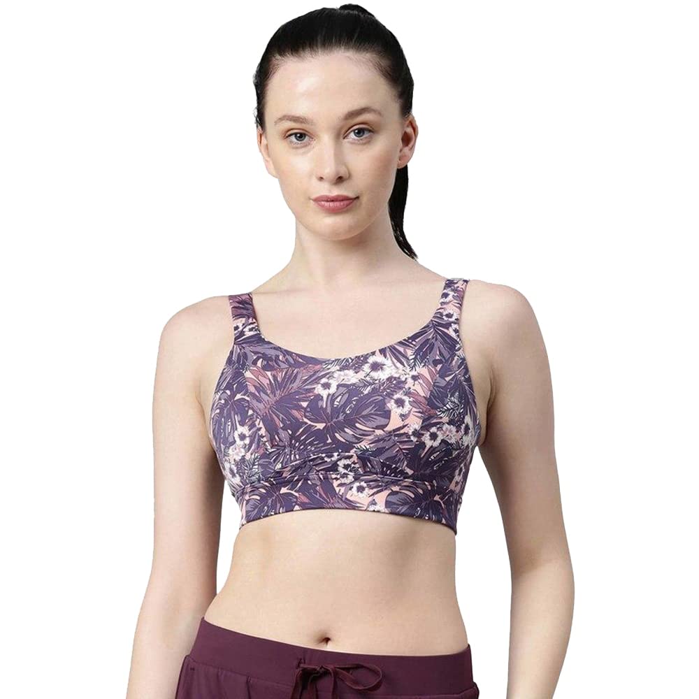 Enamor SB18 Women's Synthetic Convertible Back High Impact Sports Bra - Padded Nod Wired Full Coverage(SB18-Lilac Run-34D)