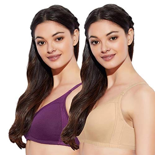 Enamor AB75 M frame No Bounce Full Support Cotton Bra for women -  Non-Padded non-wired & full coverage with cooling  fabric-(AB75_Paleskin/Purple_38B)