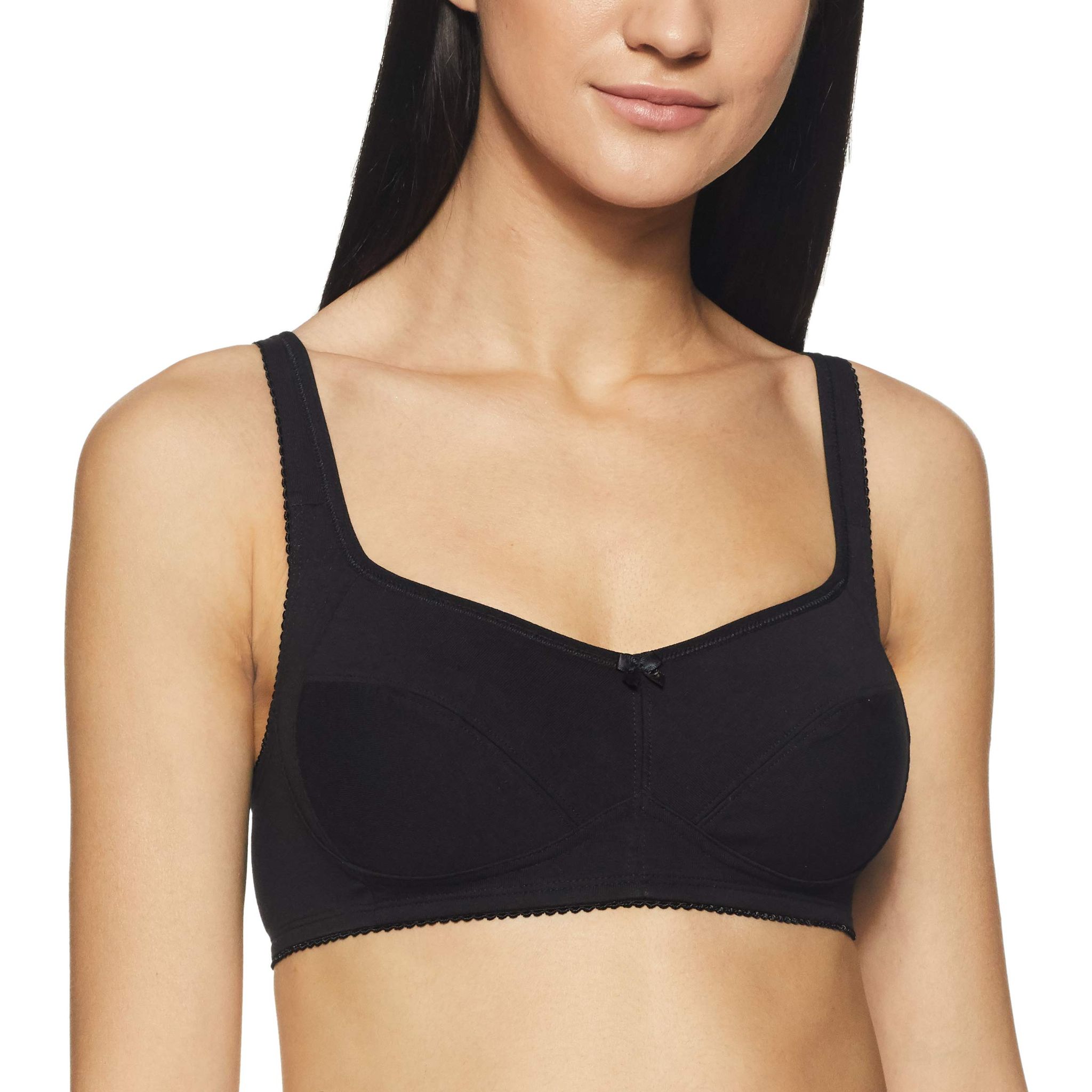 Enamor A053 Side Shaper Cotton Balconette Bra � Non-Padded, Wirefree & High Coverage Black