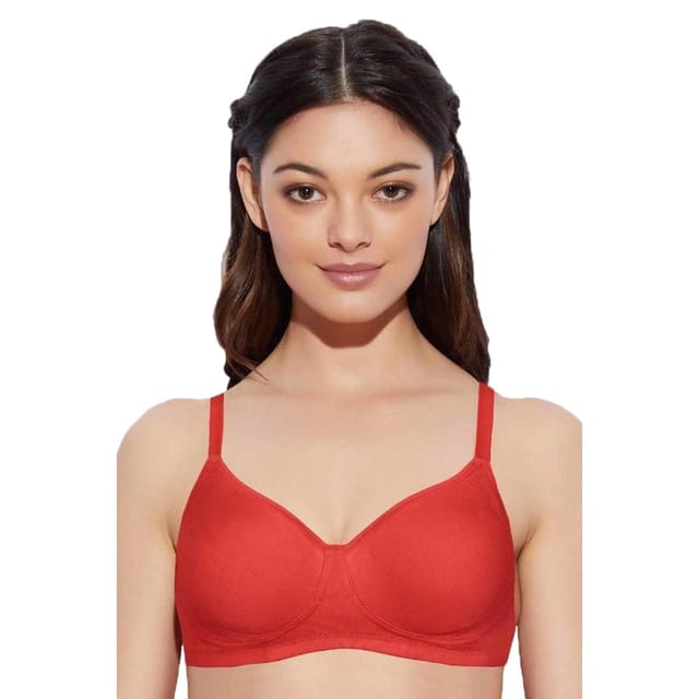 Enamor A042 Side Support�Shaper�Supima�Cotton Everyday�Bra -  Non-Padded,�Wirefree�& High Coverage Poppy RED