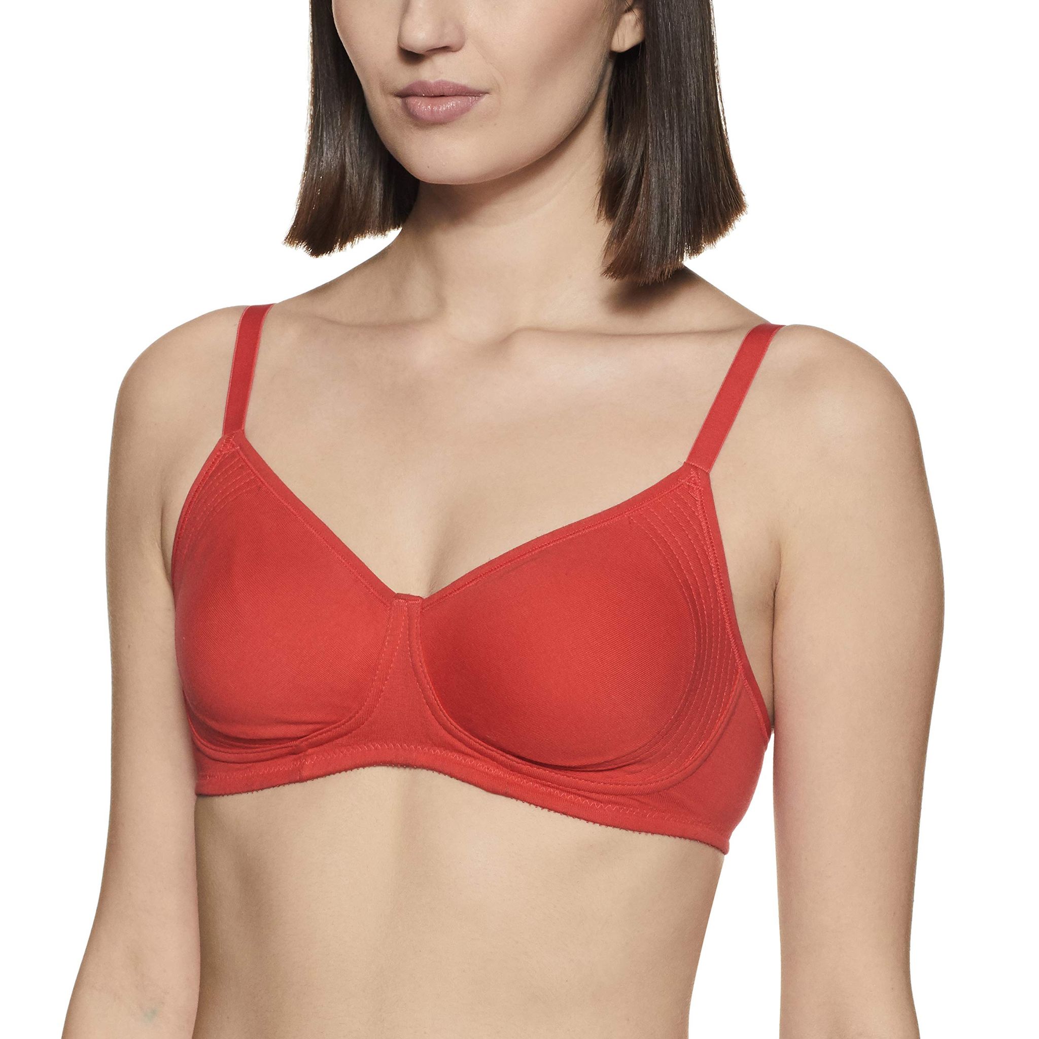 Enamor A042 Side Support�Shaper�Supima�Cotton Everyday�Bra - Non-Padded,�Wirefree�& High Coverage Poppy RED