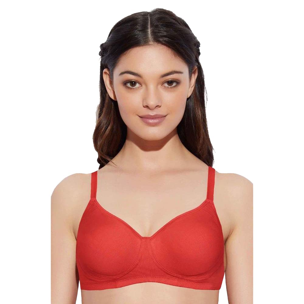 Enamor A042 Side Support�Shaper�Supima�Cotton Everyday�Bra - Non-Padded,�Wirefree�& High Coverage Poppy RED