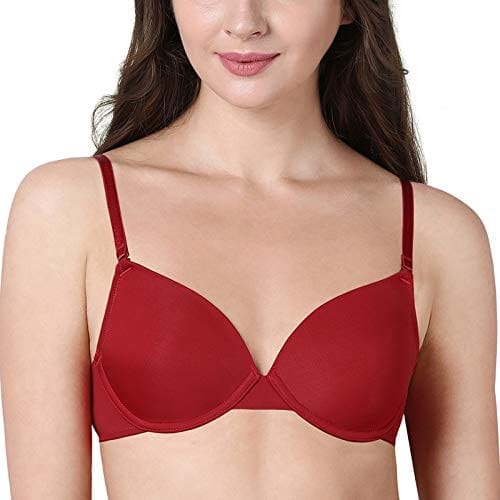 Enamor Women's Nylon F038 T-Shirt Bra RED_34C