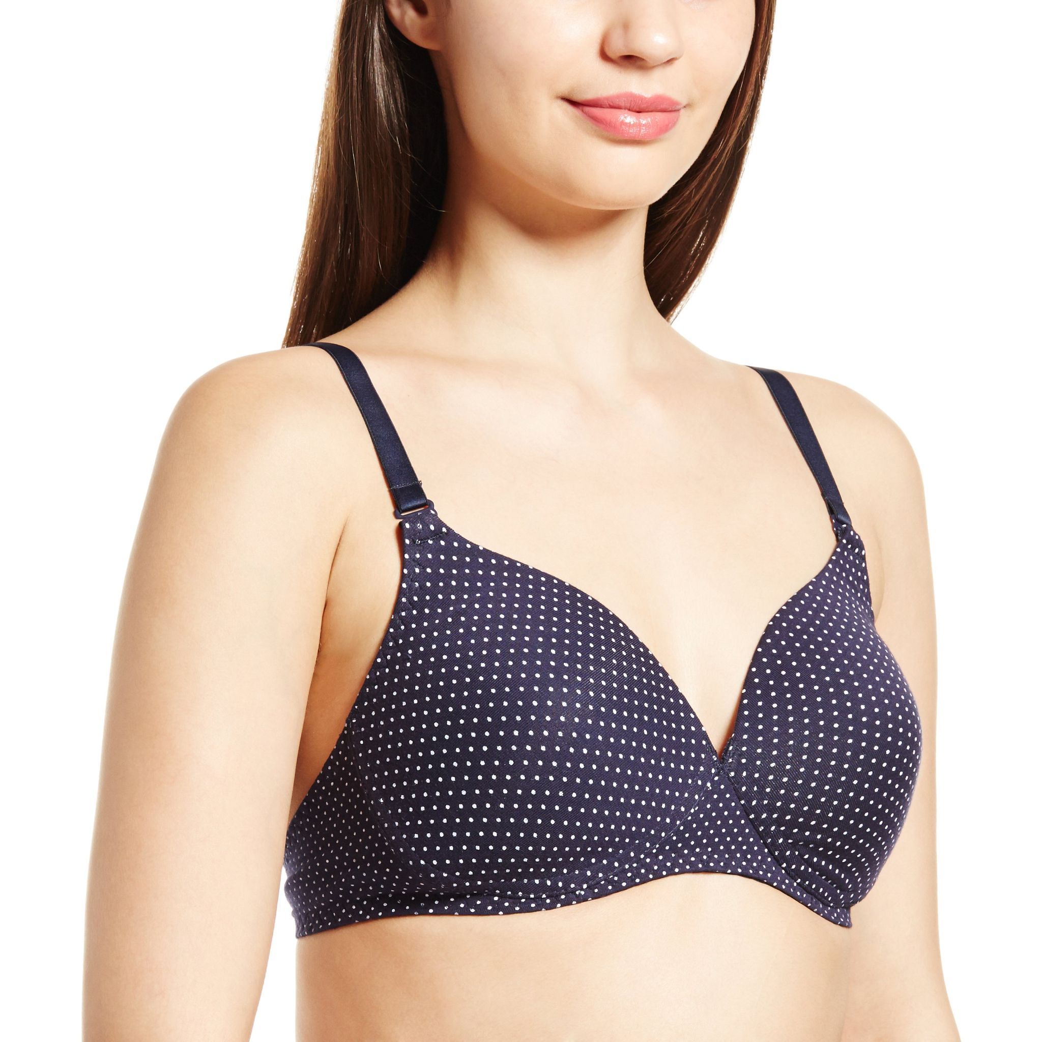 Enamor Women's Non-Wired Bra -34B (Navy White)
