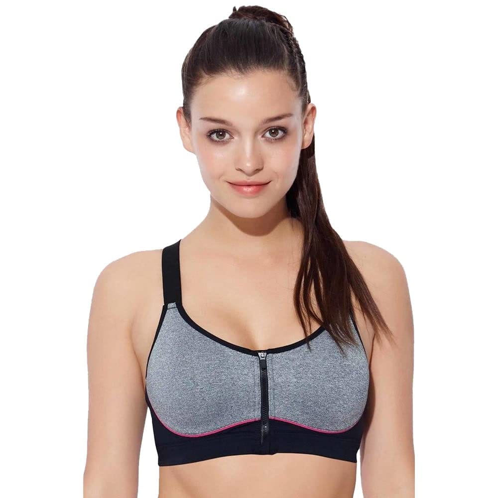 Enamor Women Nylon Padded Wire Free Sports Bra (EBF00SB11MRY36C_ MEIDA Grey_ 36)