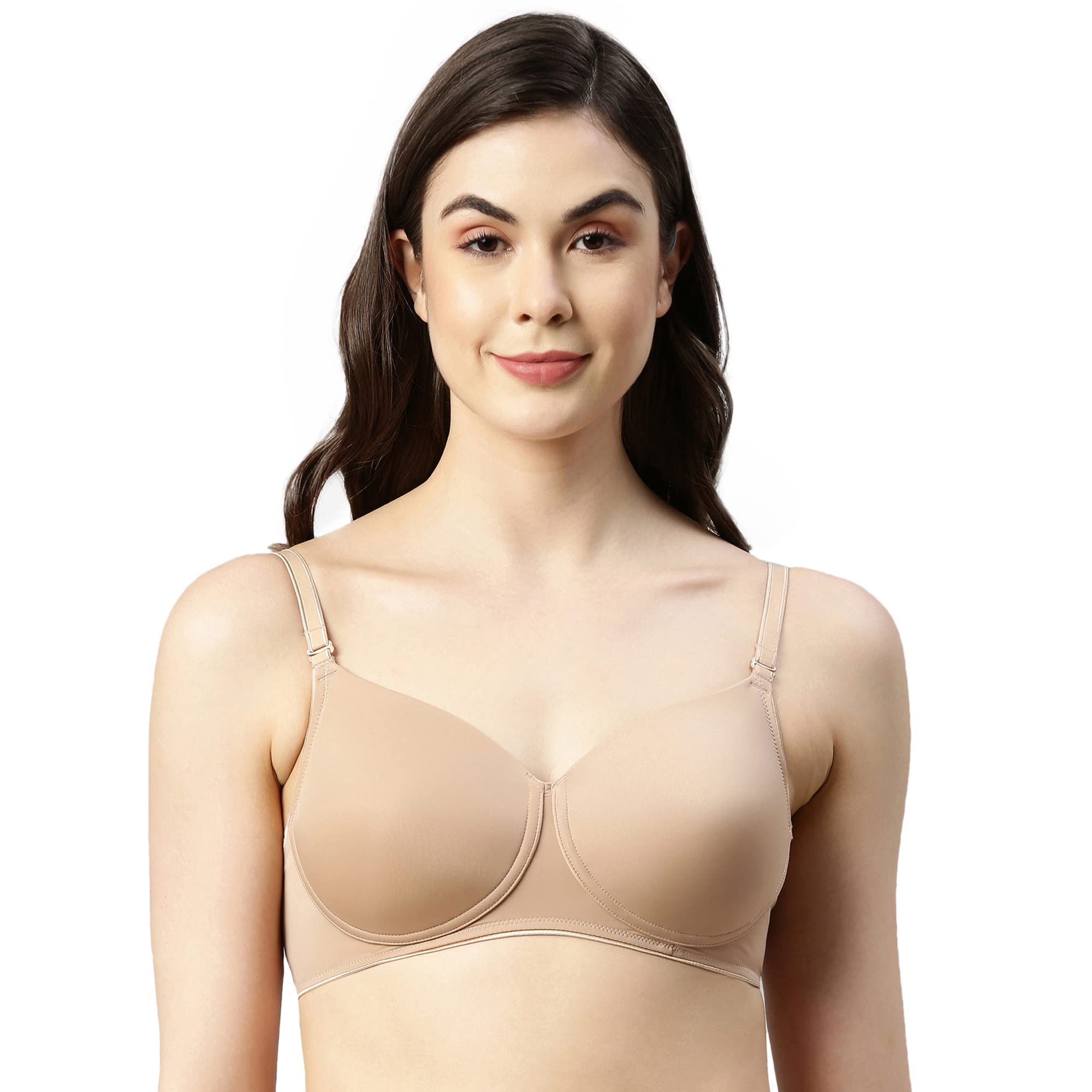 Enamor Women's Nylon Padded Wire Free High Coverage Ecolite Fabric Smooth Support Bra- F165