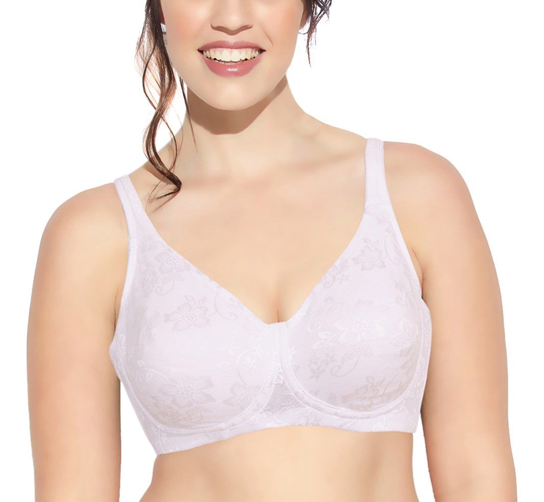 Enamor F135 Minimiser Full Support Bra - Non-Padded Wirefree High Coverage - White