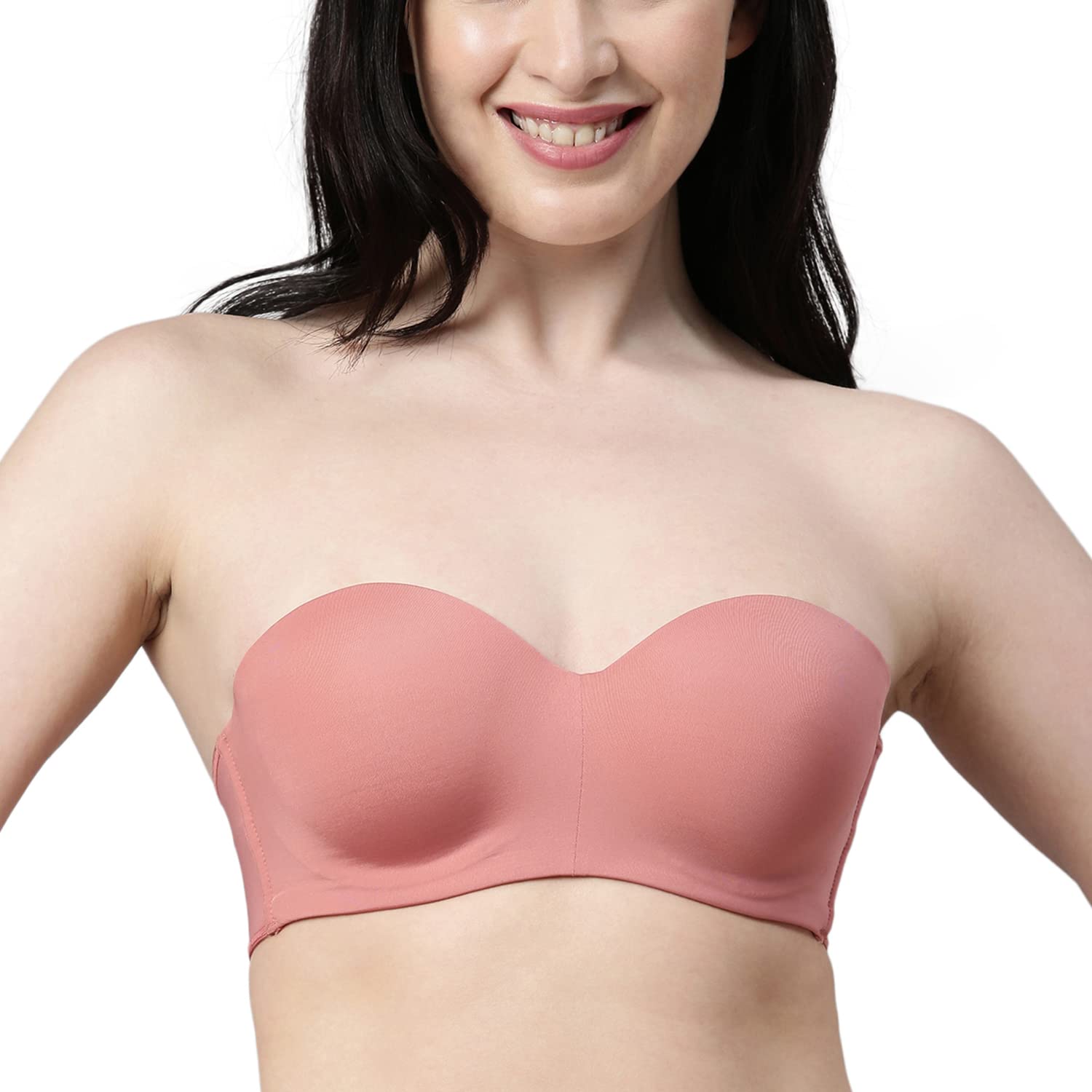 Enamor F074 Women's Nylon Full Figure Strapless & Multi-Way Bra - Padded Wired Medium Coverage(F074-Rosette-40D)