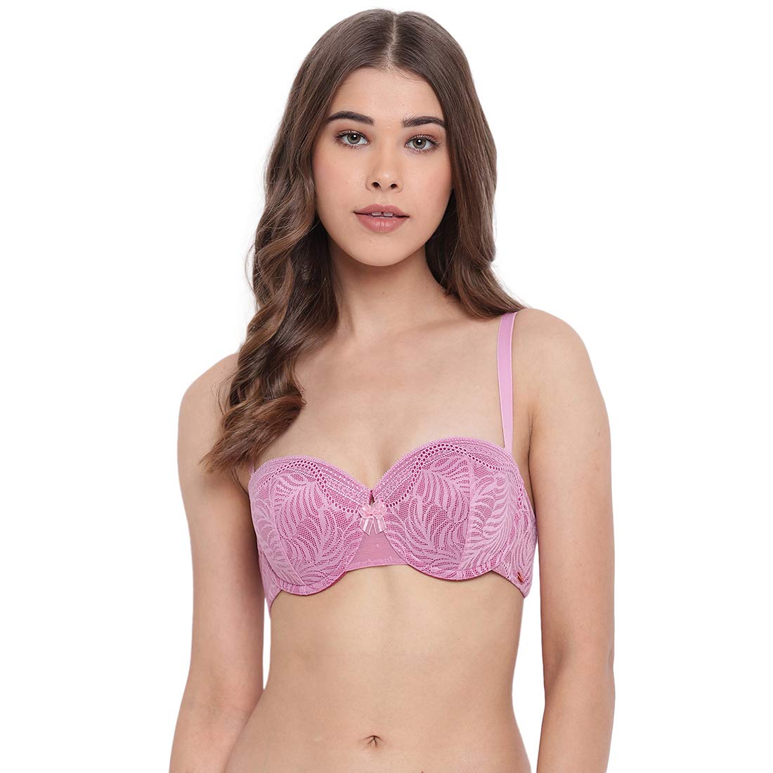 Enamor Women's Synthetic Padded Wired Plunge Bra (EBFGIF044GEL36C_Gelato_36C_Pink, Gelato_36)