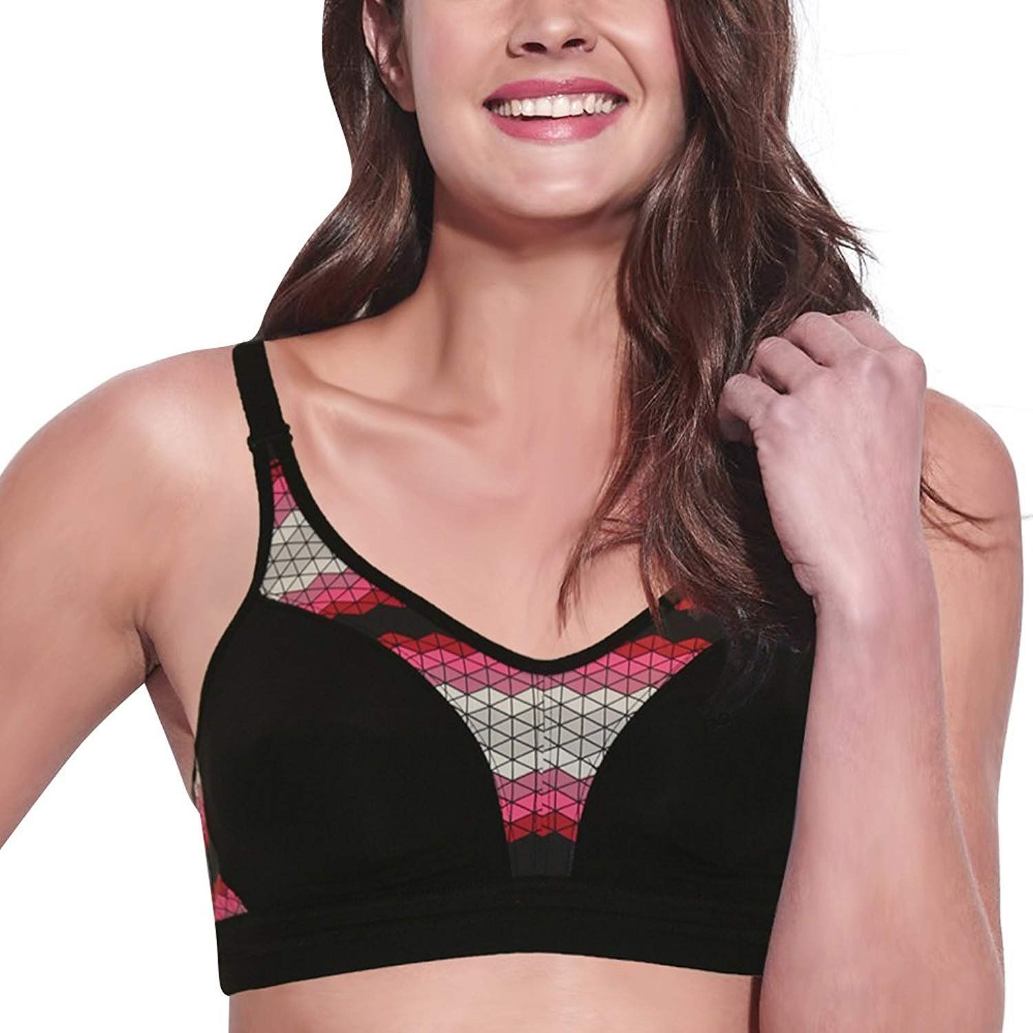 Enamor Women's Cotton & Polyester Non-Padded Non-Wired Sports Bra (SB04_Black_40C)