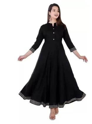 TRISHIKHA Latest Women's Solid Viscose Rayon Full Length Anarkali Kurti with Gota Patti Work