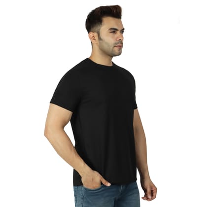 DOKCHAN Regular fit Cotton Blend Solid Round Neck Half Sleeves T-Shirt for mens