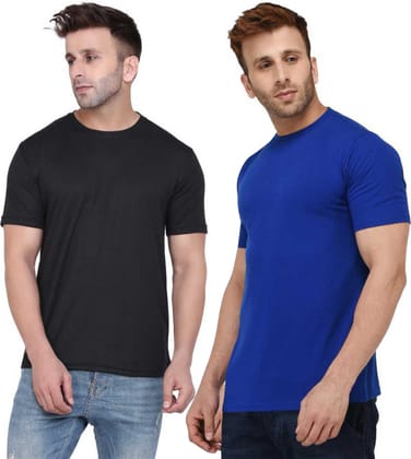 DOKCHAN Regular Fit Cotton Blend Solid Round Neck Half Sleeves T-Shirt For Mens Pack of 2