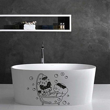 Sticker Studio Shower boy and Girl Bathroom Wall Sticker (Surface Covering Area - 30 x 38 cm)