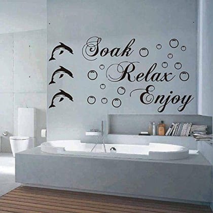 Sticker Studio Soak relex Enjoy Bathroom Wall Sticker (Surface Covering Area - 15 x 30 cm)