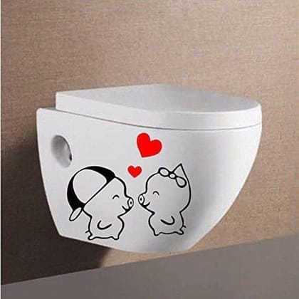 Sticker Studio Pig in Love Sign Bathroom Wall Sticker (Surface Covering Area - 30 x 35 cm)