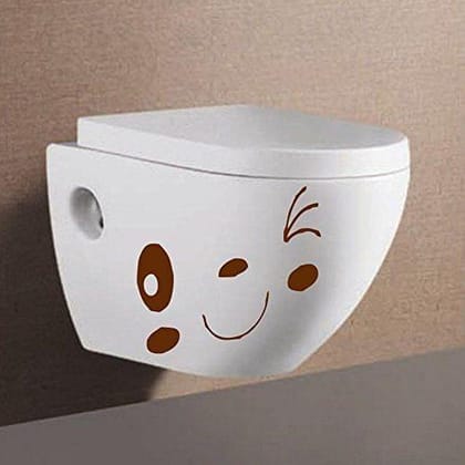 Sticker Studio Cute Smile Bathroom Wall Sticker (Surface Covering Area - 30 x 33 cm)