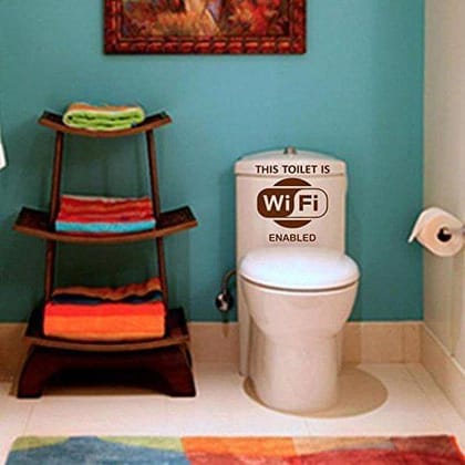 Sticker Studio This Toilet is WiFi Bathroom Wall Sticker (Surface Covering Area - 30 x 30 cm)