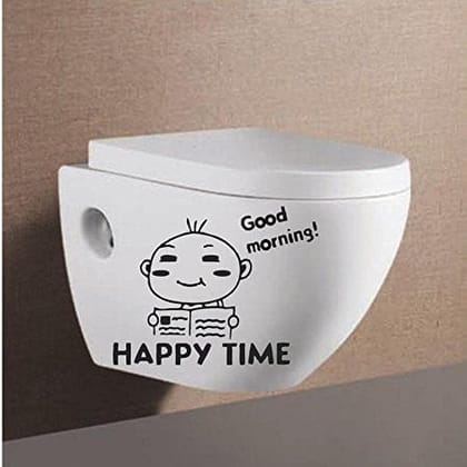 Sticker Studio Good Morning Happy time Bathroom Wall Sticker (Surface Covering Area - 30 x 38 cm)
