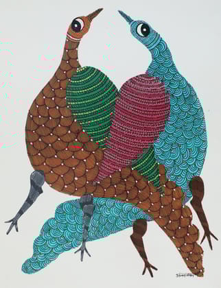 Tribes India Handmade Gond Paper Painting 1TPNGNDMP09130