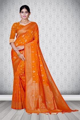 Banarasi Silk Saree Orange