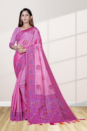 Pink Baluchari Silk Saree