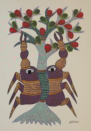 Tribes India Handmade Gond Paper Painting 1TPNGNDMP09205