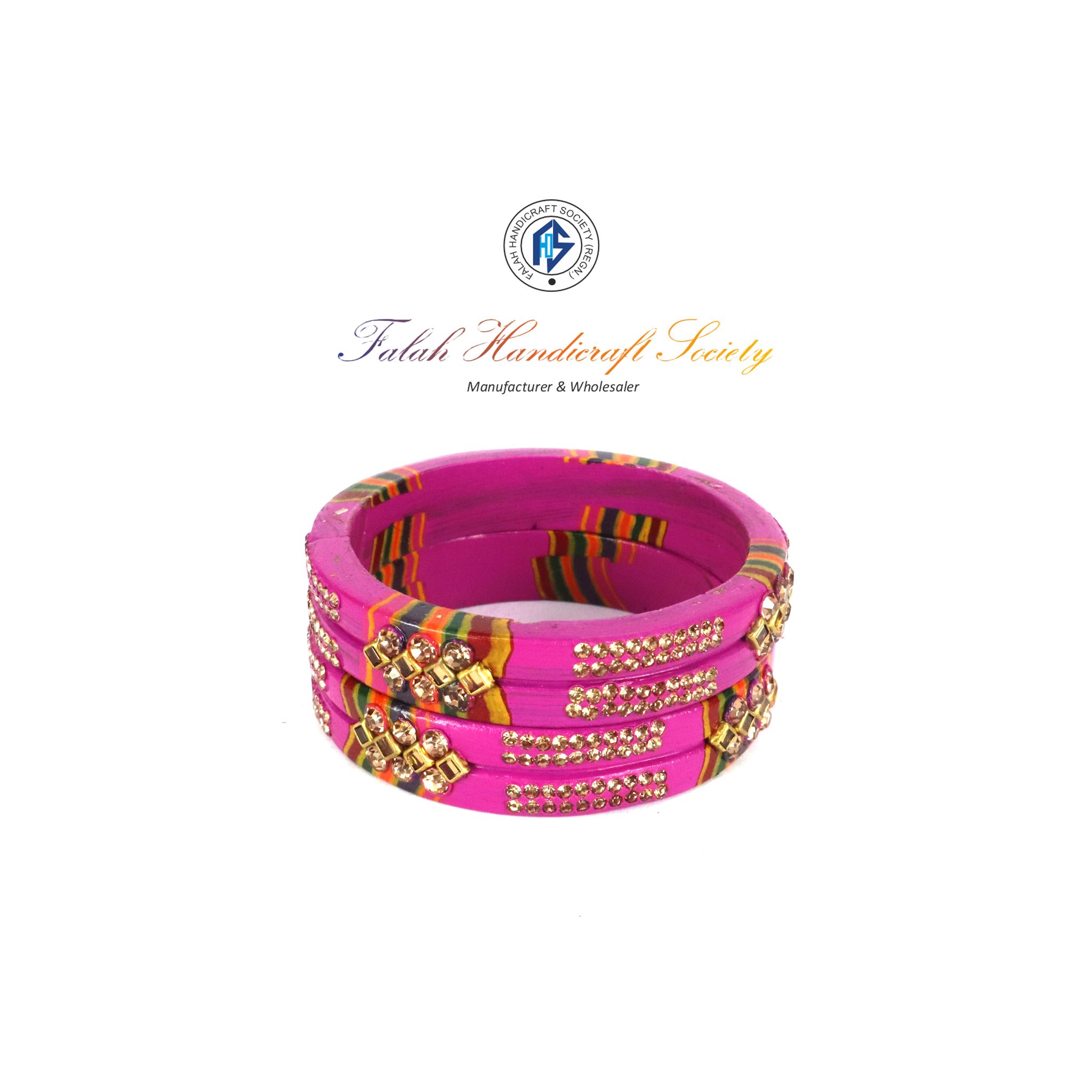 Rajasthani Lac Bangles In Beautiful New Design - Dark Pink