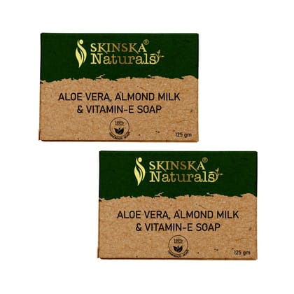Skinska Naturals ALOEVERA, ALMOND MILK & VITAMIN-E SOAP, 125 gm (Buy 1 Get 1)