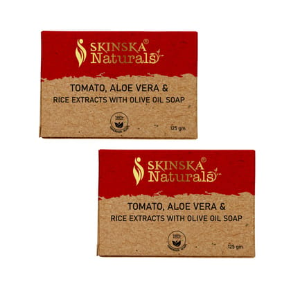 Skinska Naturals TOMATO, ALOE VERA & RICE EXTRACTS WITH OLIVE OIL SOAP, 125 gm (Buy1 Get 1)