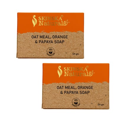 Skinska Naturals OAT MEAL, ORANGE & PAPAYA SOAP, 125 gm (Buy 1 Get 1)