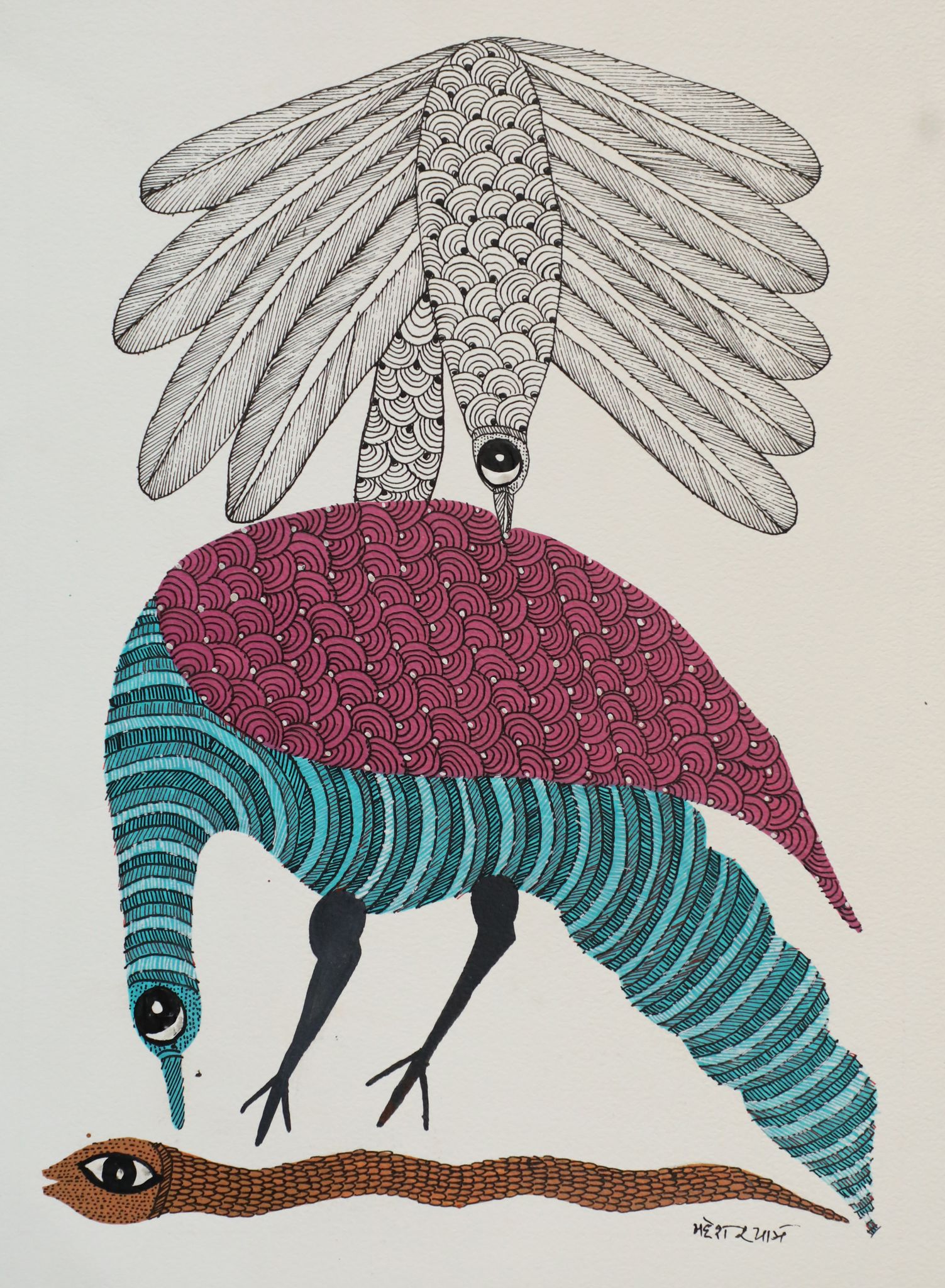Tribes India Handmade Gond Paper Painting 1TPNGNDMP09280