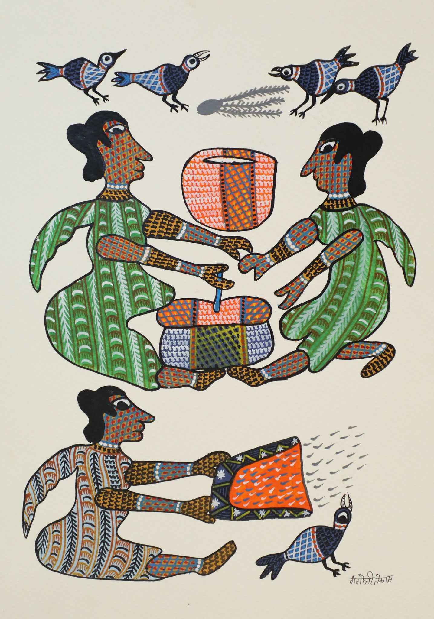 Tribes India Handmade Gond Paper Painting 1TPNGNDMP09320